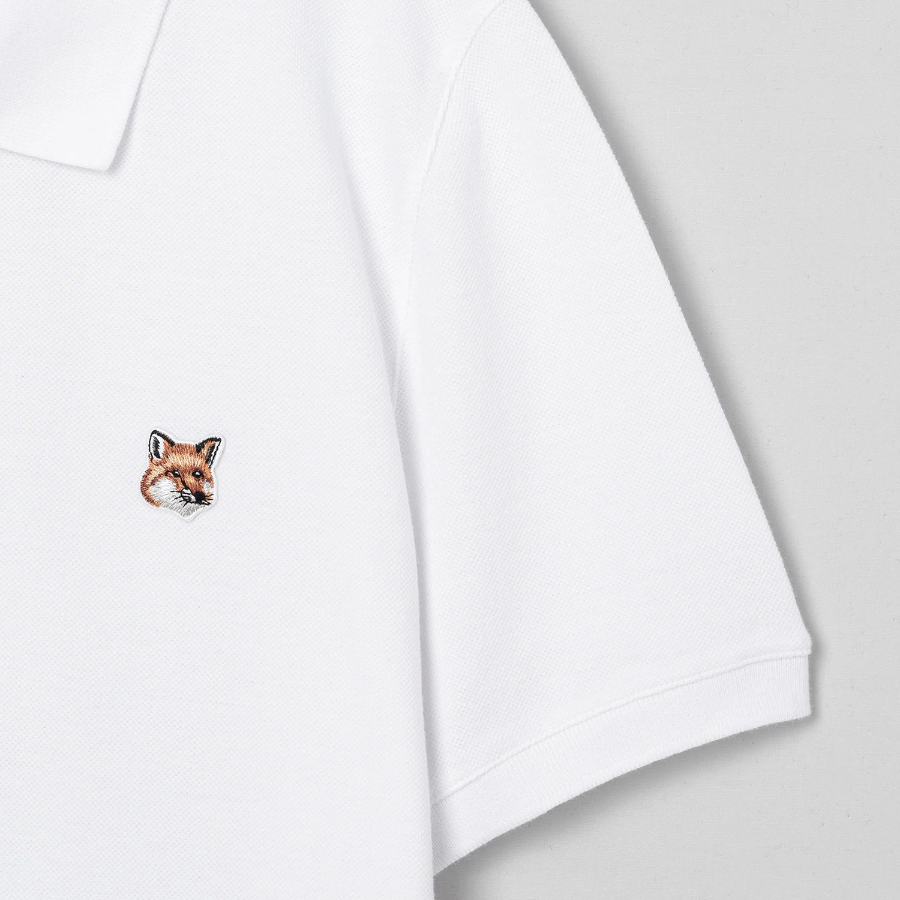 Maison Kitsune Men Fox Head Patch Regular Polo - White