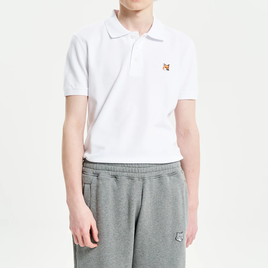 Maison Kitsune Men Fox Head Patch Regular Polo - White