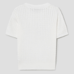 8 seconds Text Embroidery Cable Short Sleeve Pullover — White
