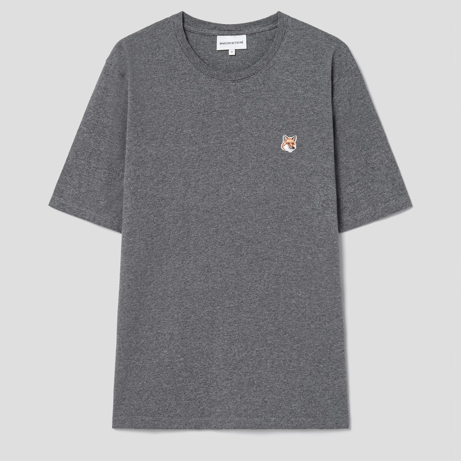 Maison Kitsune Men Fox Head Patch Regular Tee-Shirt - Dark Grey Melange
