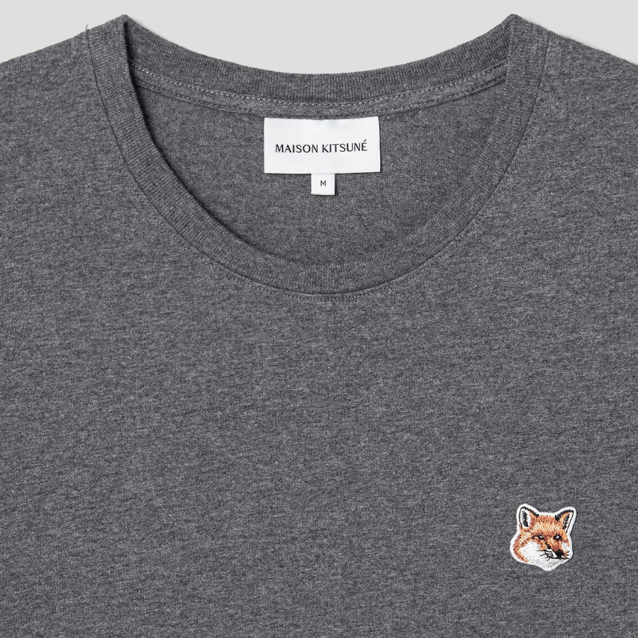 Maison Kitsune Men Fox Head Patch Regular Tee-Shirt - Dark Grey Melange