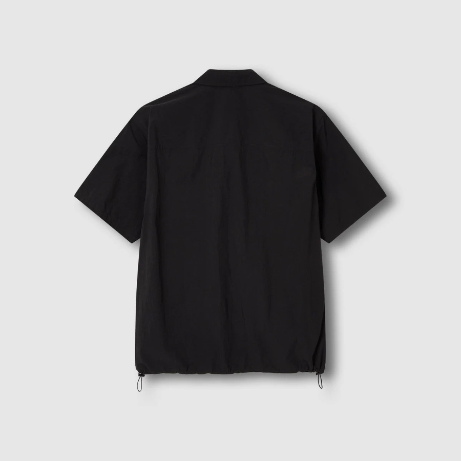 JAJU Men’s Textured Loose Fit Short Sleeve Shirt – Black