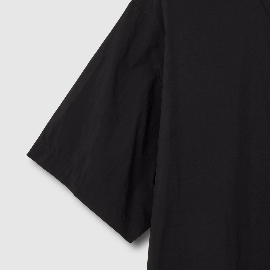 JAJU Men’s Textured Loose Fit Short Sleeve Shirt – Black