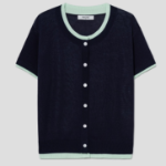 8 seconds Layered Short Sleeve Cardigan — Navy