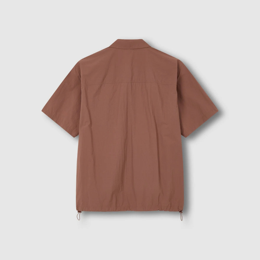 JAJU Men’s Textured Loose Fit Short Sleeve Shirt – Brick