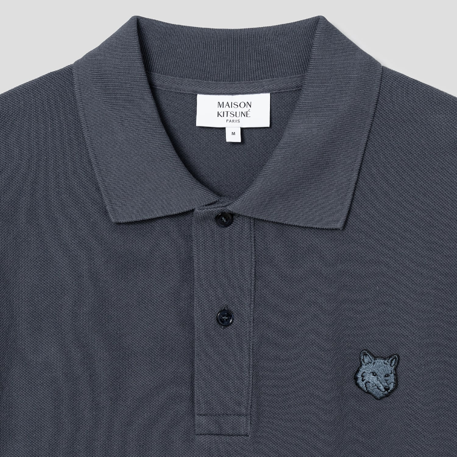 Maison Kitsune [EXCLUSIVE] Men Bold Fox Head Patch Comfort Polo - Slate Grey