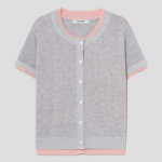 8 seconds Layered Short Sleeve Cardigan — Grey