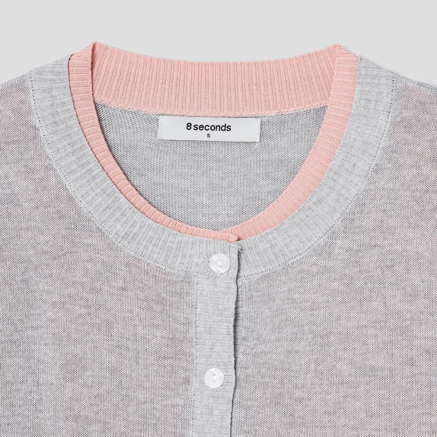 8 seconds Layered Short Sleeve Cardigan — Grey