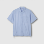 JAJU Men’s Textured Loose Fit Short Sleeve Shirt – Sky Blue