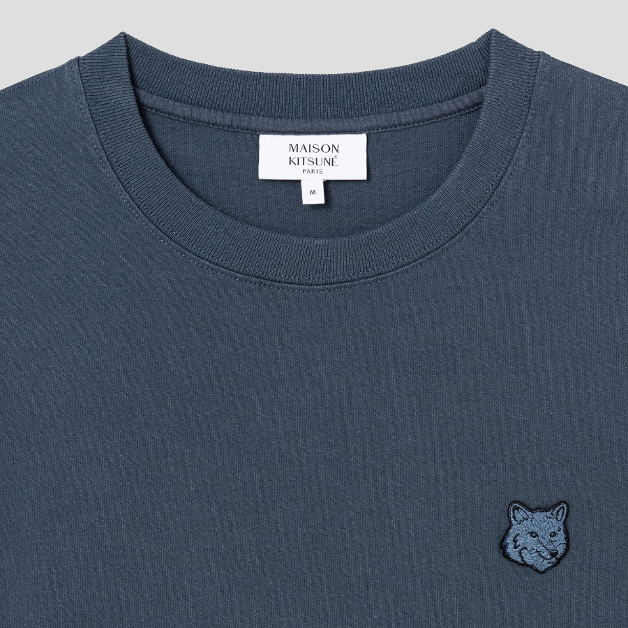 Maison Kitsune [EXCLUSIVE] Men Bold Fox Head Patch Comfort Tee Shirt - Slate Grey