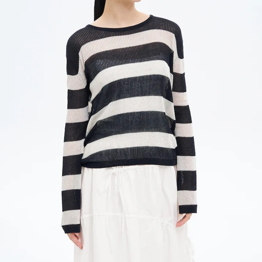 8 seconds Textured Long Sleeve Pullover — Beige