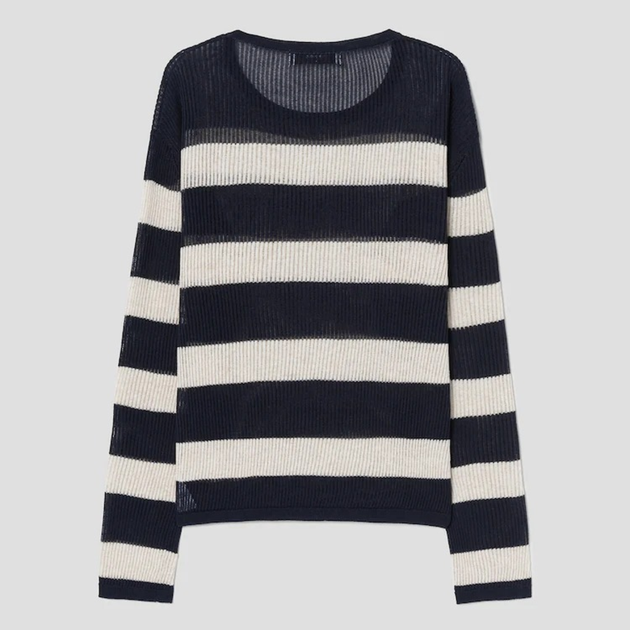 8 seconds Textured Long Sleeve Pullover — Beige