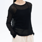 8 seconds Textured Long Sleeve Pullover — Black