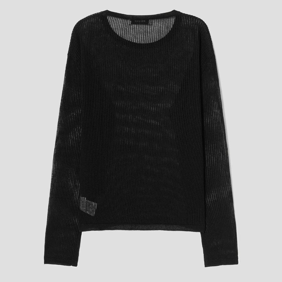 8 seconds Textured Long Sleeve Pullover — Black