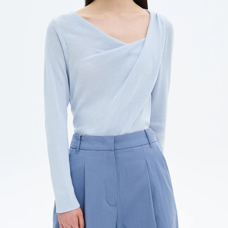 8 seconds Shirring Detail Pullover — Sky Blue