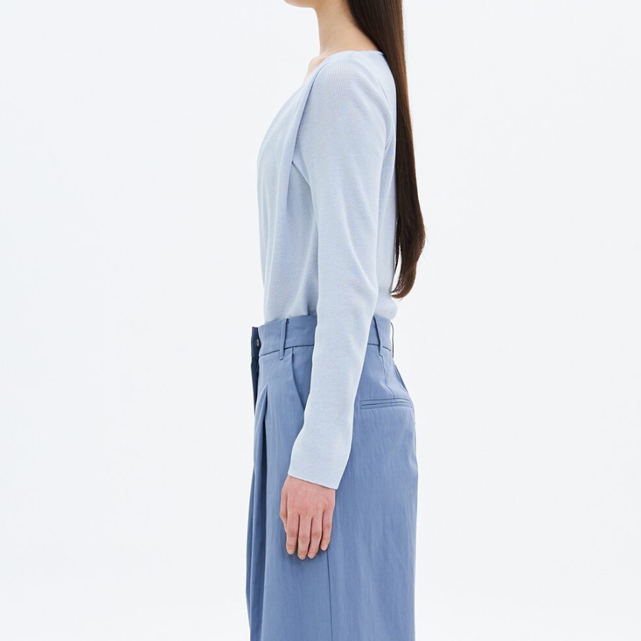 8 seconds Shirring Detail Pullover — Sky Blue