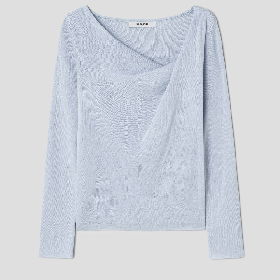 8 seconds Shirring Detail Pullover — Sky Blue