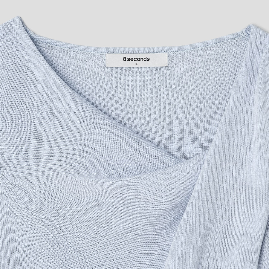 8 seconds Shirring Detail Pullover — Sky Blue