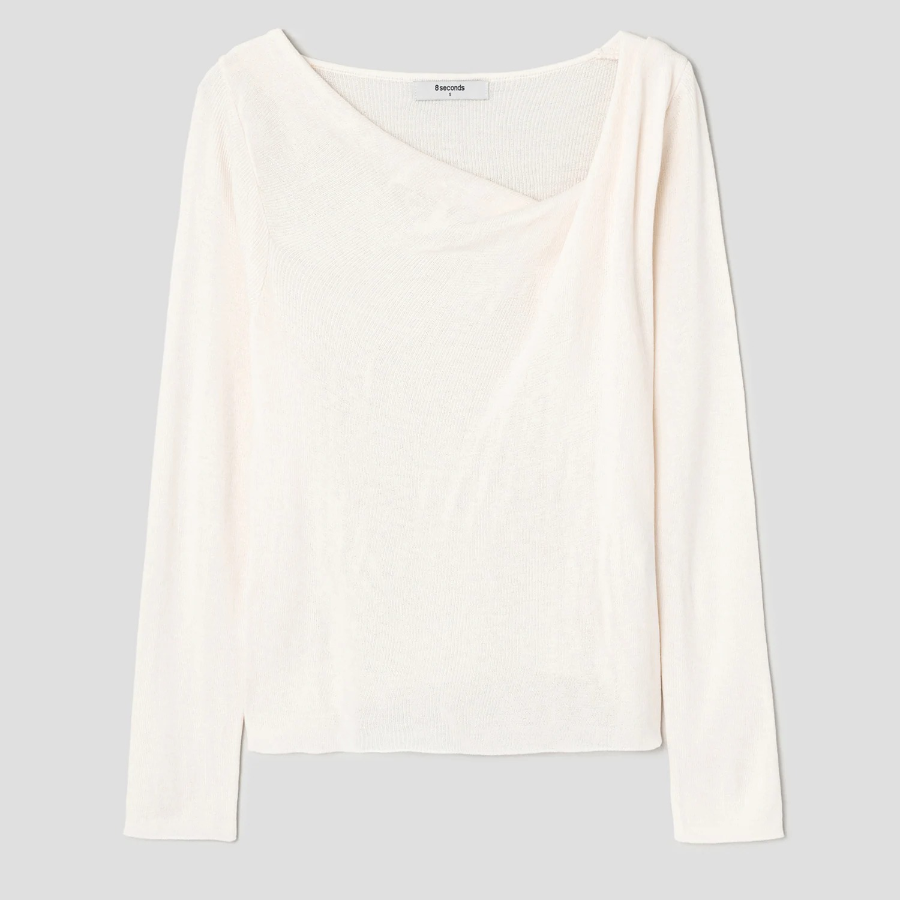 8 seconds Shirring Detail Pullover — Ivory