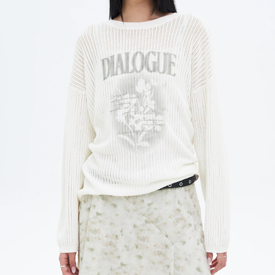 8 seconds Printed Knit Pullover — Ivory