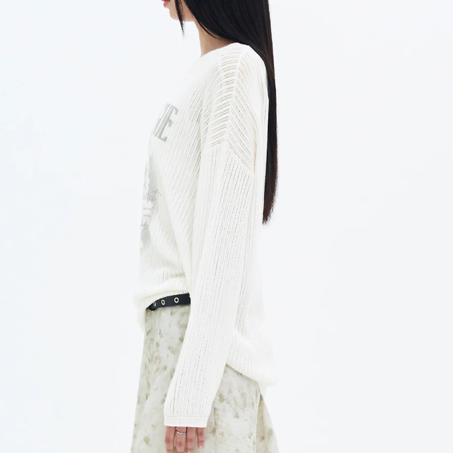 8 seconds Printed Knit Pullover — Ivory
