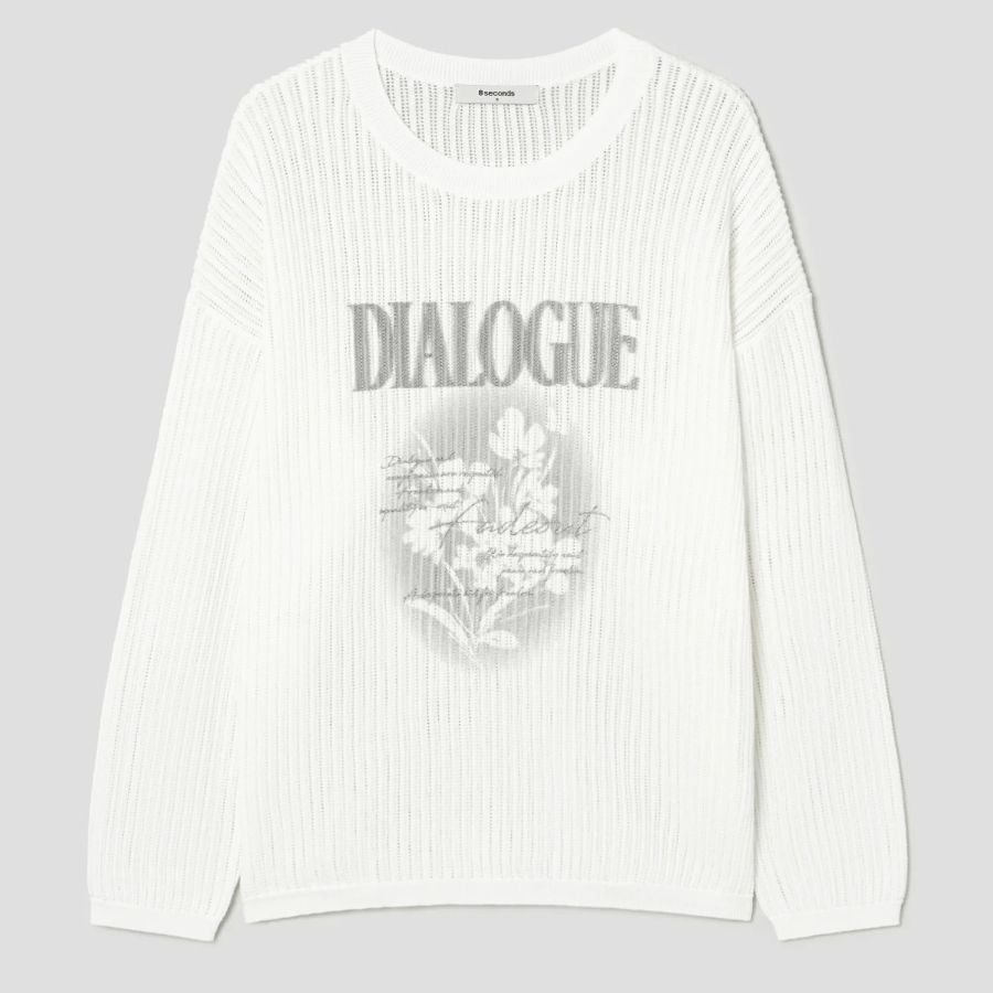 8 seconds Printed Knit Pullover — Ivory