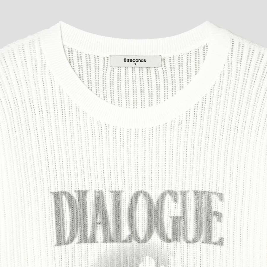 8 seconds Printed Knit Pullover — Ivory