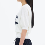 8 seconds Text Embroidery Short Sleeve Pullover — Ivory