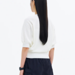 8 seconds Text Embroidery Short Sleeve Pullover — Ivory