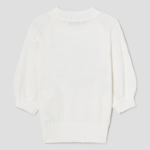 8 seconds Text Embroidery Short Sleeve Pullover — Ivory