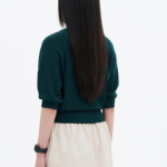 8 seconds Text Embroidery Short Sleeve Pullover — Dark Green