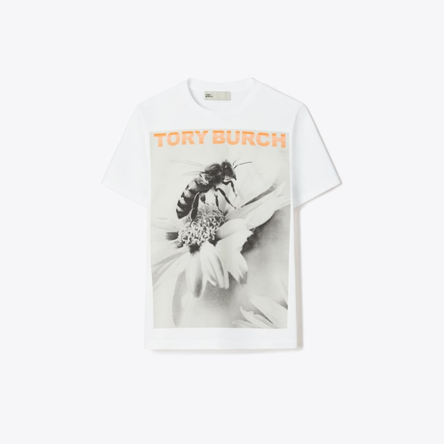 TORY BURCH Printed Cotton T-Shirt – White