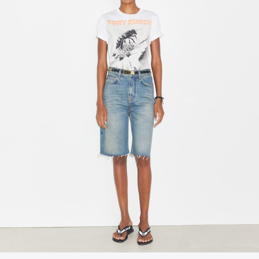 TORY BURCH Printed Cotton T-Shirt – White