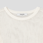 8 seconds Linen Blend Net Round Neck Pullover — Ivory