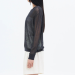 8 seconds Linen Blend Net Round Neck Pullover — Ash