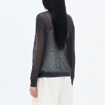 8 seconds Linen Blend Net Round Neck Pullover — Ash