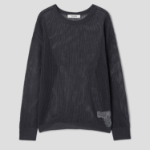 8 seconds Linen Blend Net Round Neck Pullover — Ash