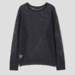 8 seconds Linen Blend Net Round Neck Pullover — Ash