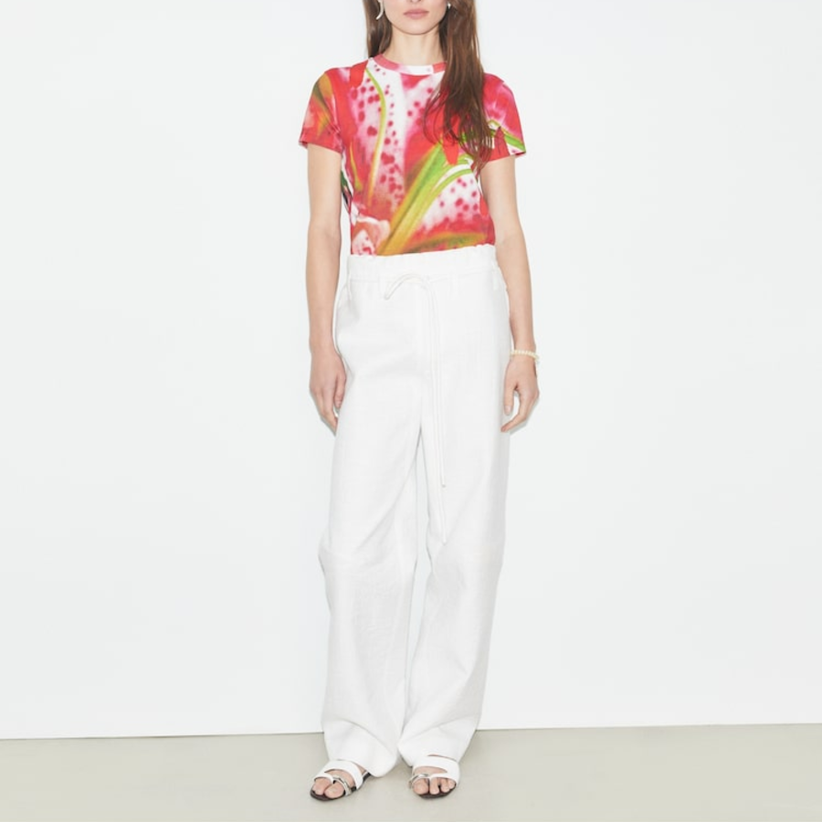 TORY BURCH Printed Cotton T-Shirt – Pink Lily