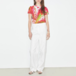 TORY BURCH Printed Cotton T-Shirt – Pink Lily