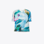 TORY BURCH Printed Cotton T-Shirt – Blue