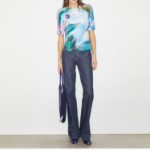 TORY BURCH Printed Cotton T-Shirt – Blue