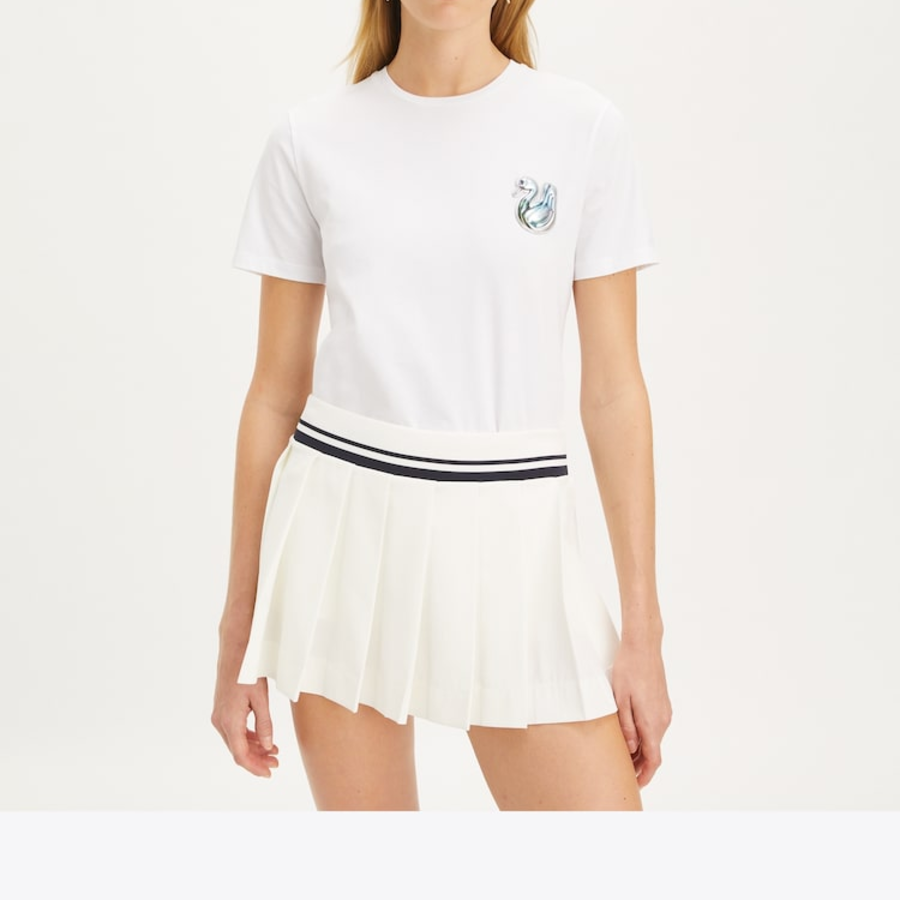 TORY BURCH Swan Logo Patch Tee – White