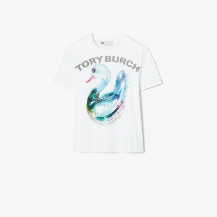 TORY BURCH Lucky Duck Cotton T-Shirt – White