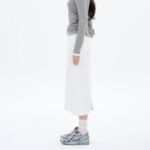 8 seconds Pigment Washing Long Skirt — White