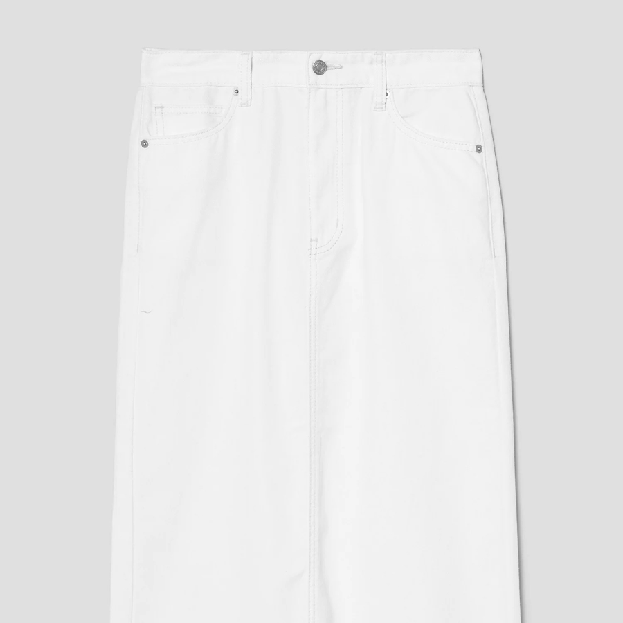 8 seconds Pigment Washing Long Skirt — White