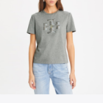 TORY BURCH Crystal Logo T-Shirt – Gray