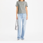 TORY BURCH Crystal Logo T-Shirt – Gray