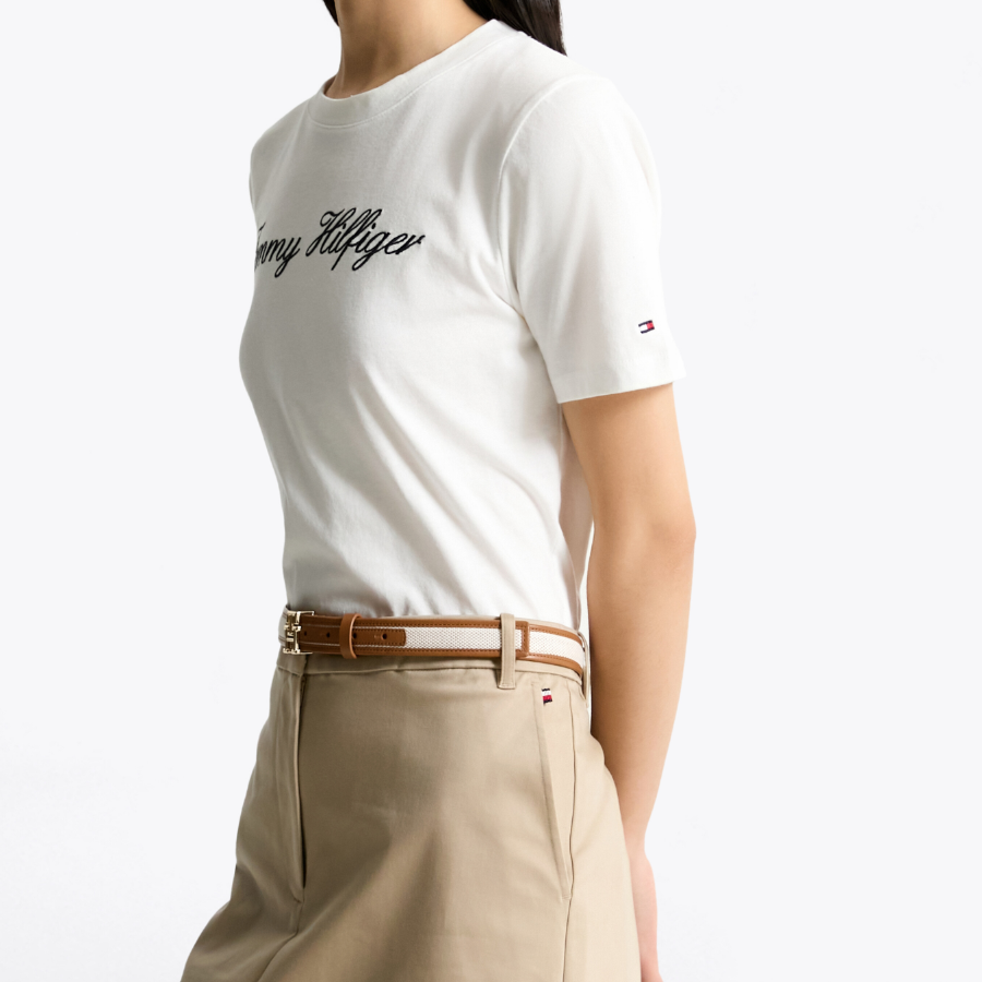 TOMMY HILFIGER [Official Headquarters] Crew Neck Embroidered Logo T-shirt