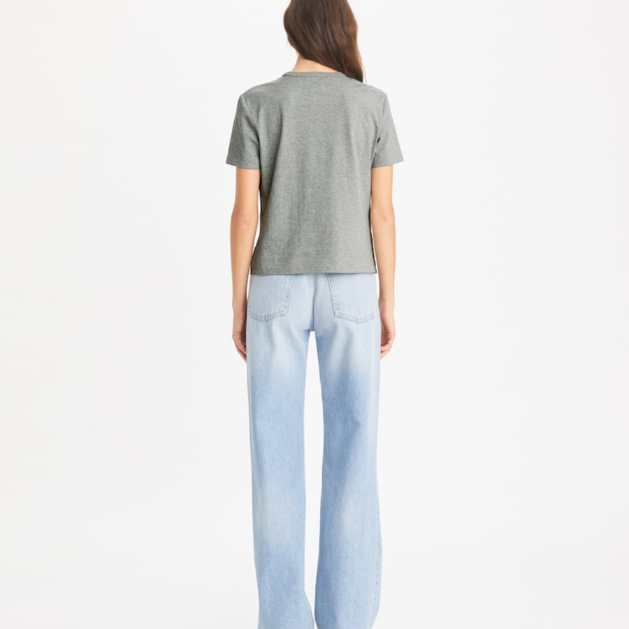 TORY BURCH Crystal Logo T-Shirt – Gray